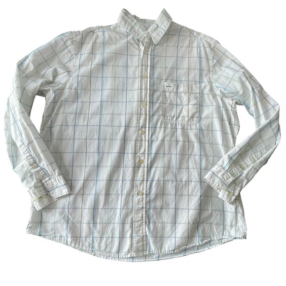 Wrangler Other - Wrangler Button Down Shirt Mens XL White Plaid Check Long Sleeve Western Casual
